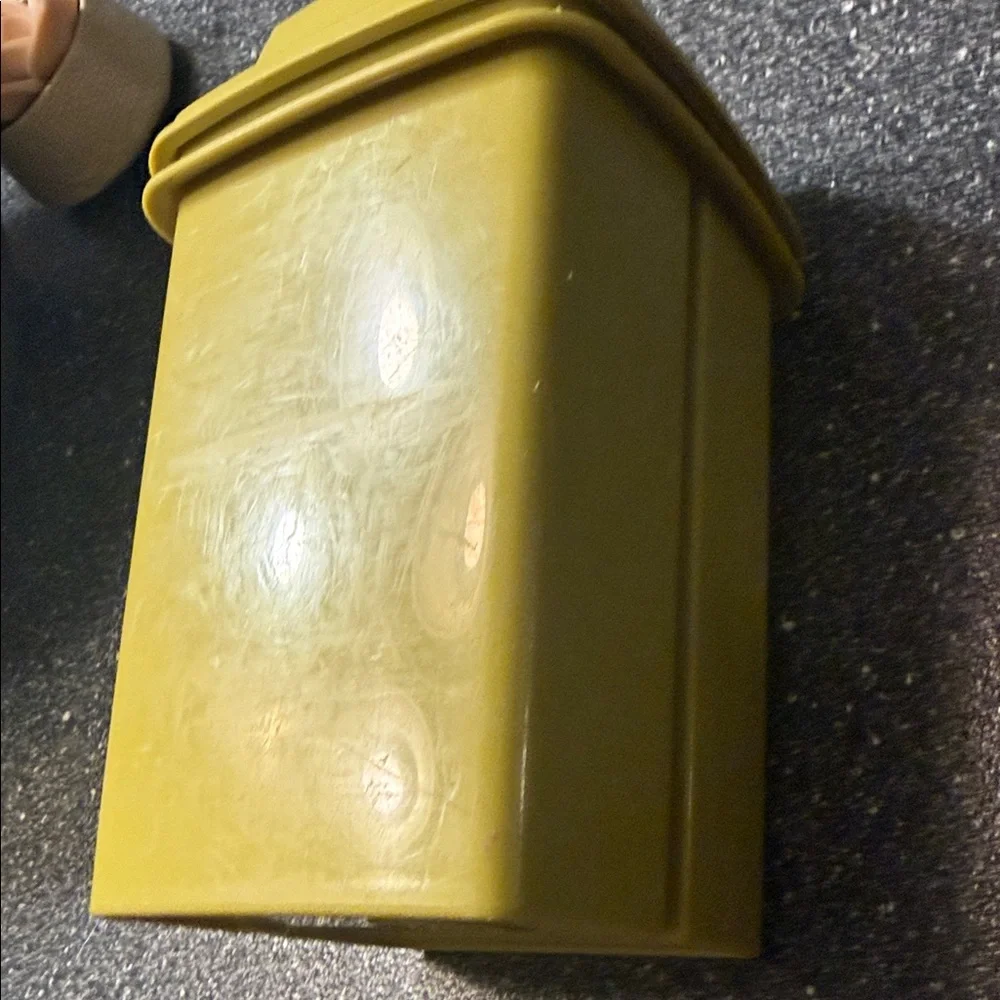 Vintage Tupperware Avocado Green pickle keeper 3pc Square Lid 1970s - Picture 5 of 6